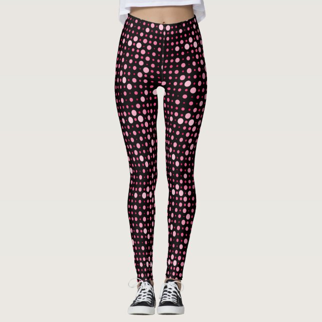 Polka Dot 01.Pink Black BG Leggings (Vorderseite)