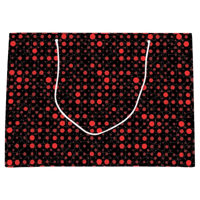 Polka Dot 01A.Red Black BG Große Geschenktüte (Vorderseite)