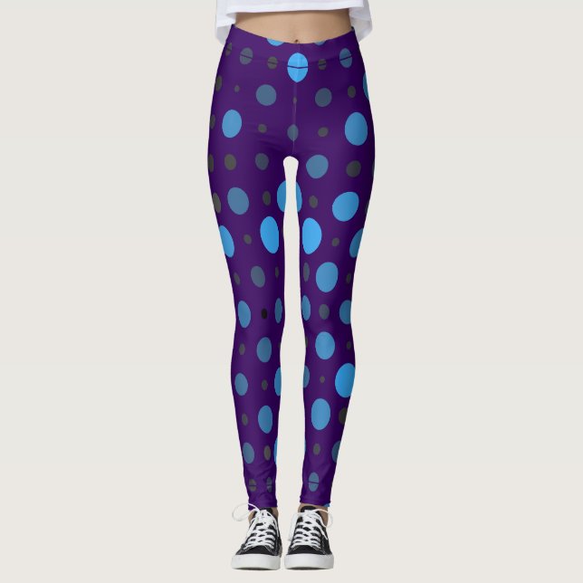 Polka Dot 01X.Blue Shade D Lila BG Leggings (Vorderseite)