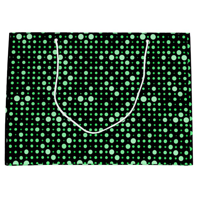 Polka Dot 02.Green. Black BG Große Geschenktüte (Vorderseite)