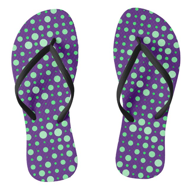 Polka Dot 02.Green. D Lila BG Flip Flops (Fußbett)