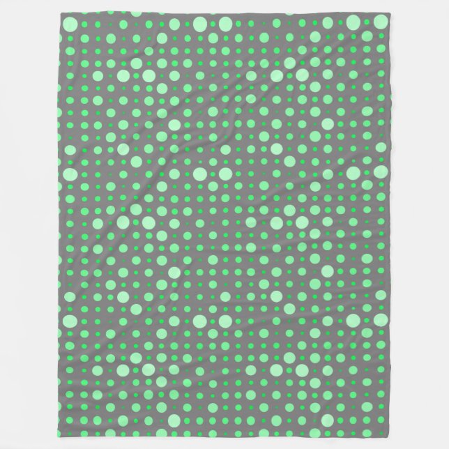 Polka Dot 02.Green. Gray BG Fleecedecke (Vorderseite)
