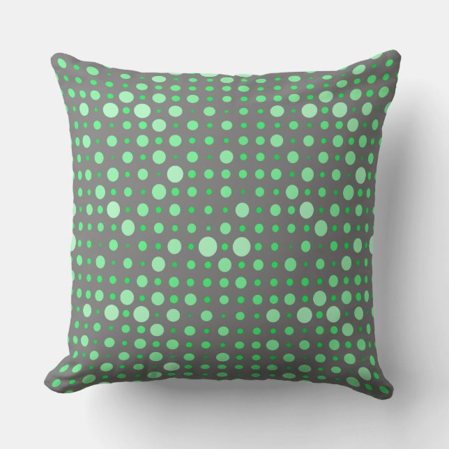 Polka Dot 02.Green. Gray BG Kissen (Vorderseite)