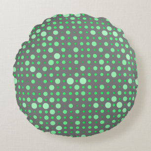 Polka Dot 02.Green. Gray BG Rundes Kissen