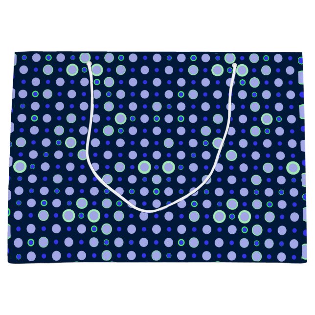 Polka Dot 03.Blue.Green DBlue BG Große Geschenktüte (Vorderseite)