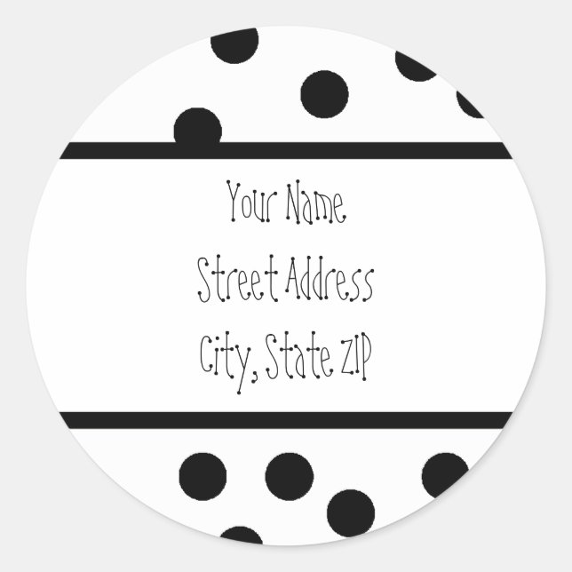 Polka dot Address Labels Runder Aufkleber (Vorderseite)