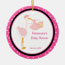 Polka Dot Adorable Stork Baby Duschvorrichtung Keramikornament