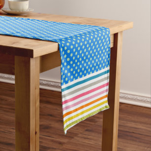Polka Dot and Strip Pattern farbenfroh modern Kurzer Tischläufer