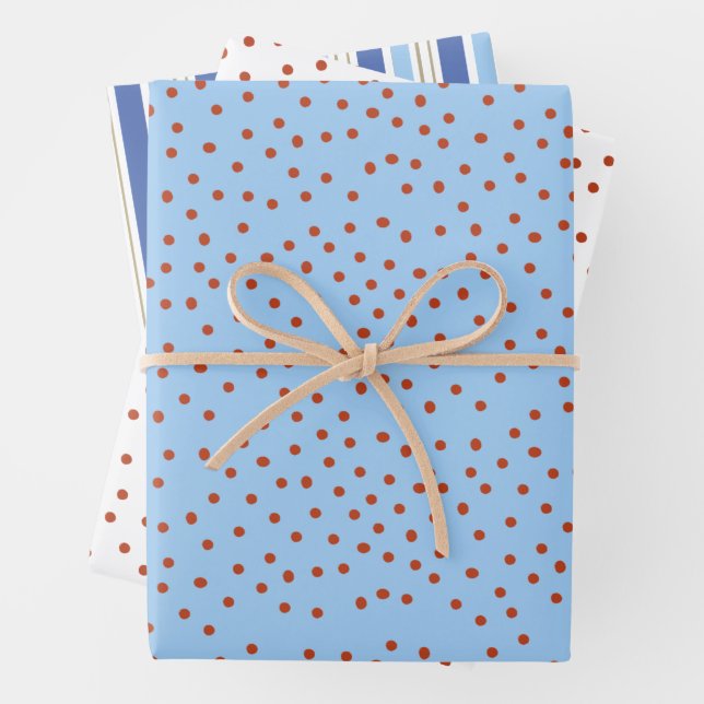 Polka Dot and Stripe Gift Wrap Red Blue Holiday  Geschenkpapier Set (Beispiel)