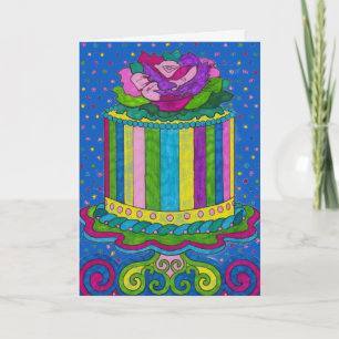 Polka Dot and Stripes Birthday Cake Card Karte