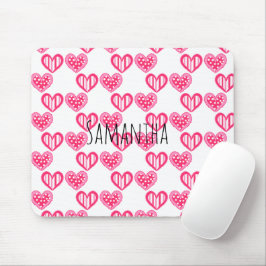 Polka Dot and Stripes Hearts Mousepad