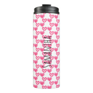 Polka Dot and Stripes Hearts Thermosbecher