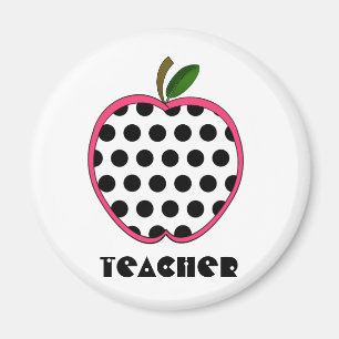 Polka Dot Apple Teacher Magnet