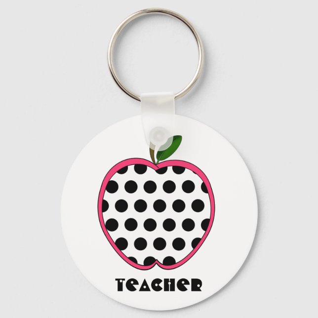 Polka Dot Apple Teacher Schlüsselanhänger (Vorderseite)