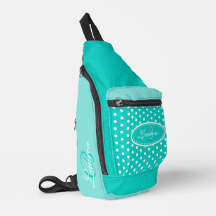 Polka dot aqua und weiß crossbody bag
