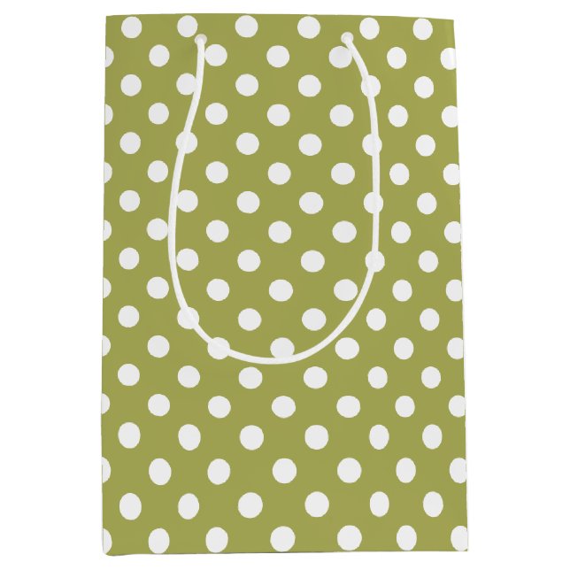 Polka Dot auf Green Mittlere Geschenktüte (Vorderseite)