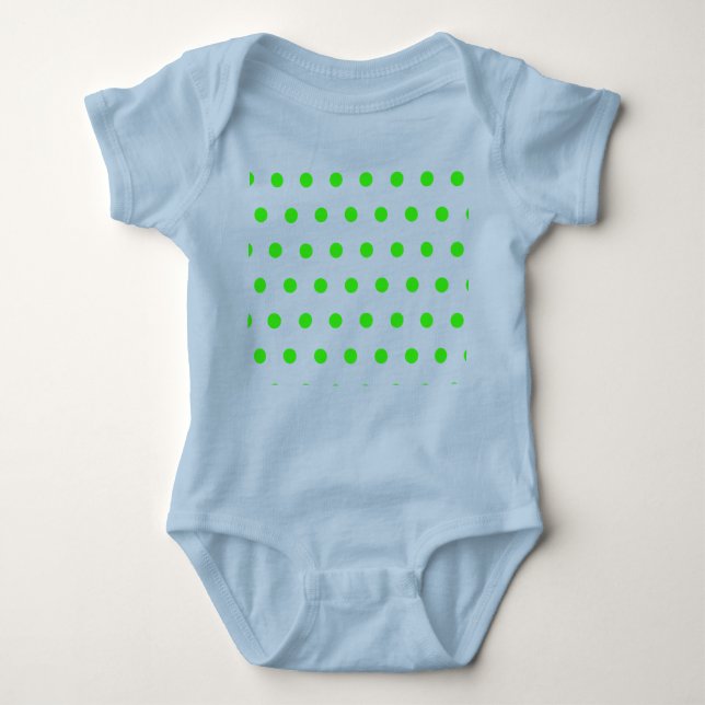 Polka Dot Baby Bodysuit (Navy Blue & Lime Green) Baby Strampler (Vorderseite)