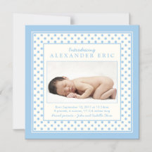 Polka Dot Baby Boy Foto Geburtsankündigung