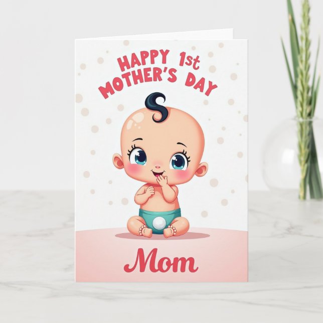 Polka Dot Baby Erstes Karte (Vorderseite)