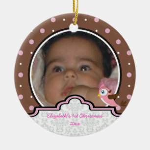 Polka dot baby girl erste Weihnachtsschmuck Foto