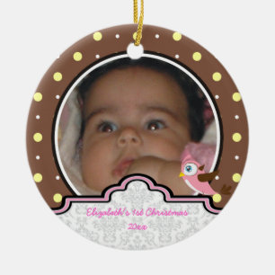 Polka dot baby girl erste Weihnachtsschmuck Foto