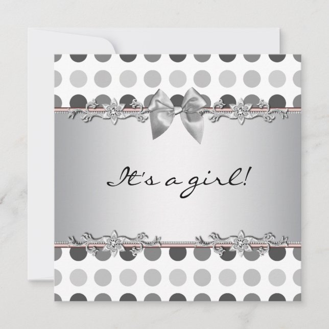 Polka Dot Baby Girl Shower Einladungen (Vorderseite)