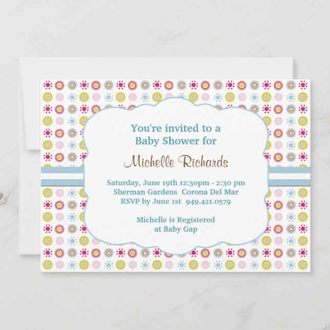 Polka Dot Baby Shower Einladung (Vorderseite)