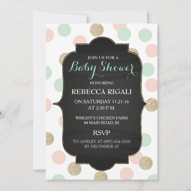 Polka Dot Baby Shower ~ Gender Neutral Einladung (Vorderseite)