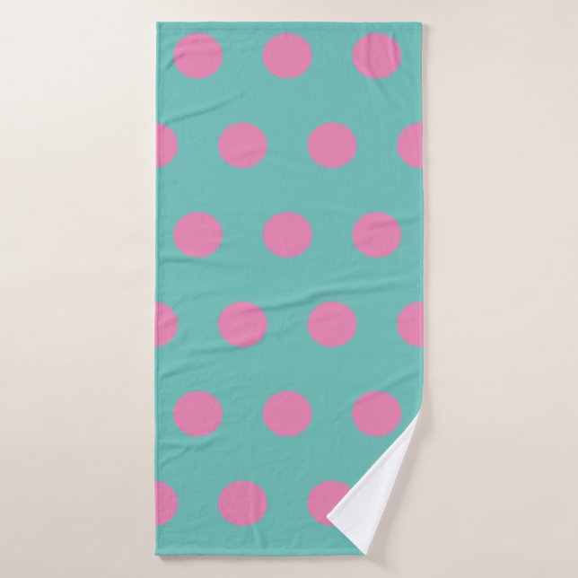 Polka Dot Badetuch (Aqua & Pink) Badehandtuch (Badehandtuch)