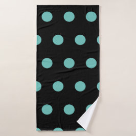 Polka Dot Badetuch (Black & Aqua) Badehandtuch