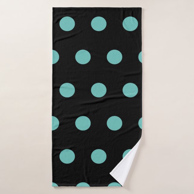 Polka Dot Badetuch (Black & Aqua) Badehandtuch (Badehandtuch)
