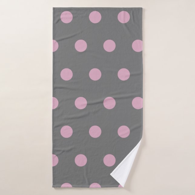 Polka Dot Badetuch (dunkelgrau und weich rosa) Badehandtuch (Badehandtuch)