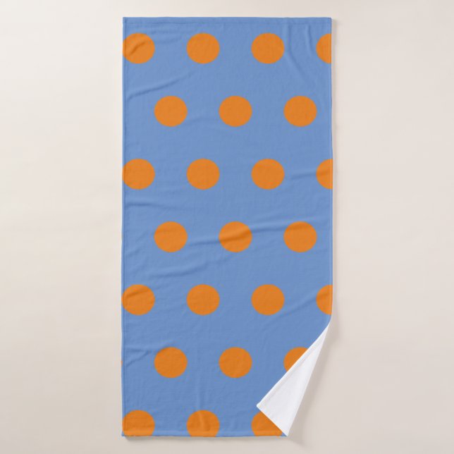 Polka Dot Badtuch (Denim Blue & Orange) Badehandtuch (Badehandtuch)