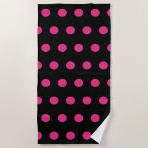 Polka Dot Beach Handtuch (Schwarz & Neon Pink)