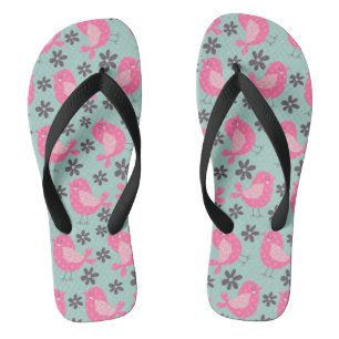 Polka Dot Birds und Blume Flip Flops
