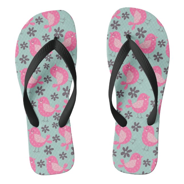 Polka Dot Birds und Blume Flip Flops (Fußbett)
