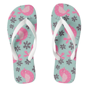 Polka Dot Birds und Blume Flip Flops