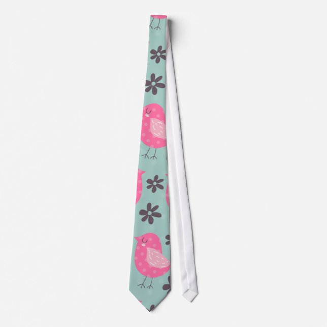 Polka Dot Birds und Blume Krawatte (Vorderseite)