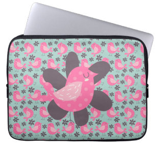 Polka Dot Birds und Blume Laptopschutzhülle