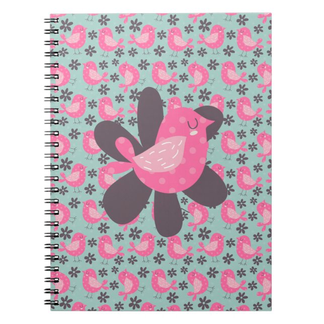 Polka Dot Birds und Blume Notizblock (Vorderseite)