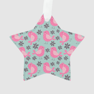 Polka Dot Birds und Blume Ornament