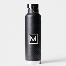 Polka Dot Black auf Schwarz-weißem Monogram Thor Trinkflasche