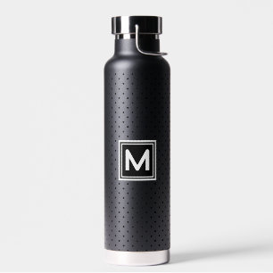 Polka Dot Black auf Schwarz-weißem Monogram Thor Trinkflasche