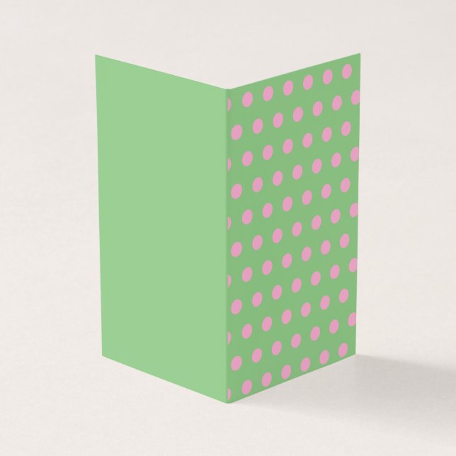 Polka Dot Blank Greeting Card (Seite Grün & Rosa) (Vorderseite)