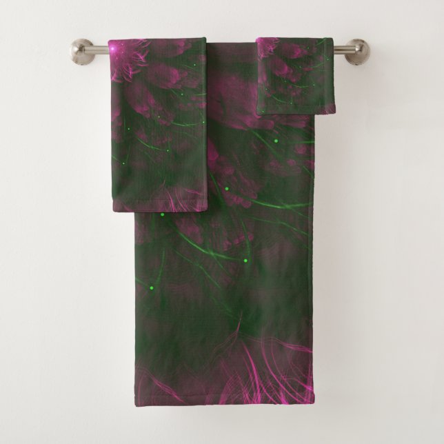 Polka Dot Bloom – Botanische Fractal-Kunst Badhandtuch Set (Insitu)