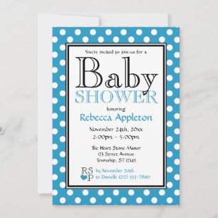 Polka Dot Blue Baby Shower Einladungen