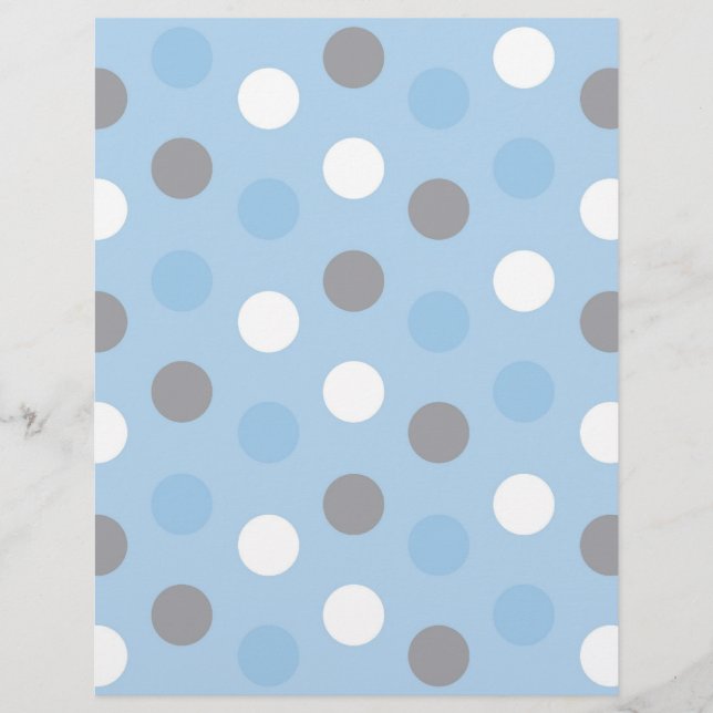 Polka Dot Blue Gray Baby Scrapbook Paper (Vorderseite)