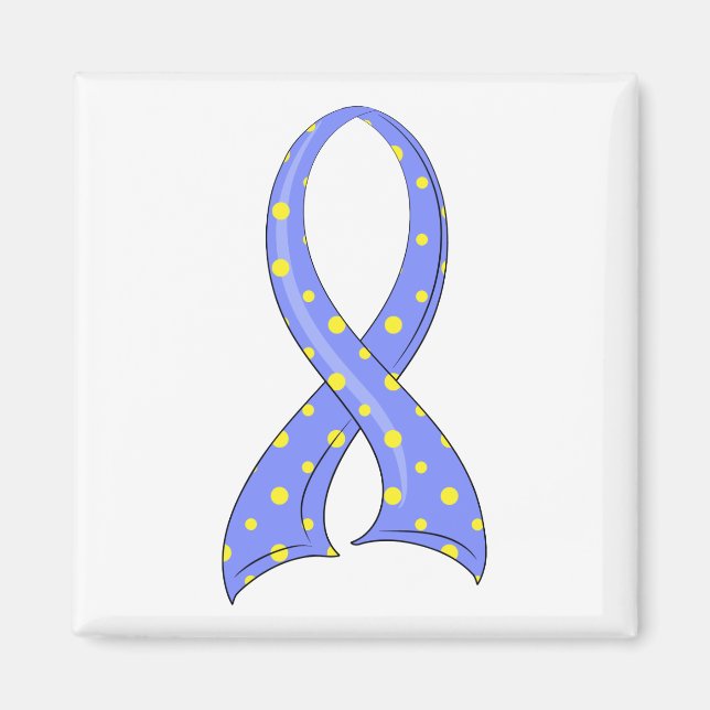 Polka Dot Blue Yellow Ribbon Down Syndrom Magnet (Vorne)