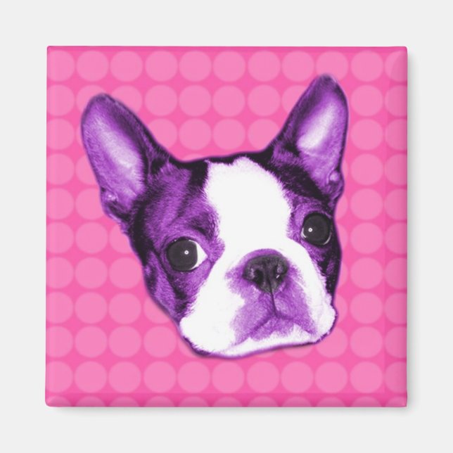 Polka Dot Boston Terrier Puppy Magnet (Vorne)