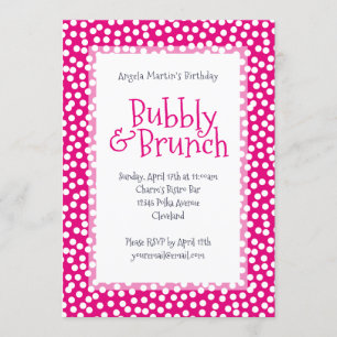 Polka Dot Bubbly und Brunch Hot Pink Einladung